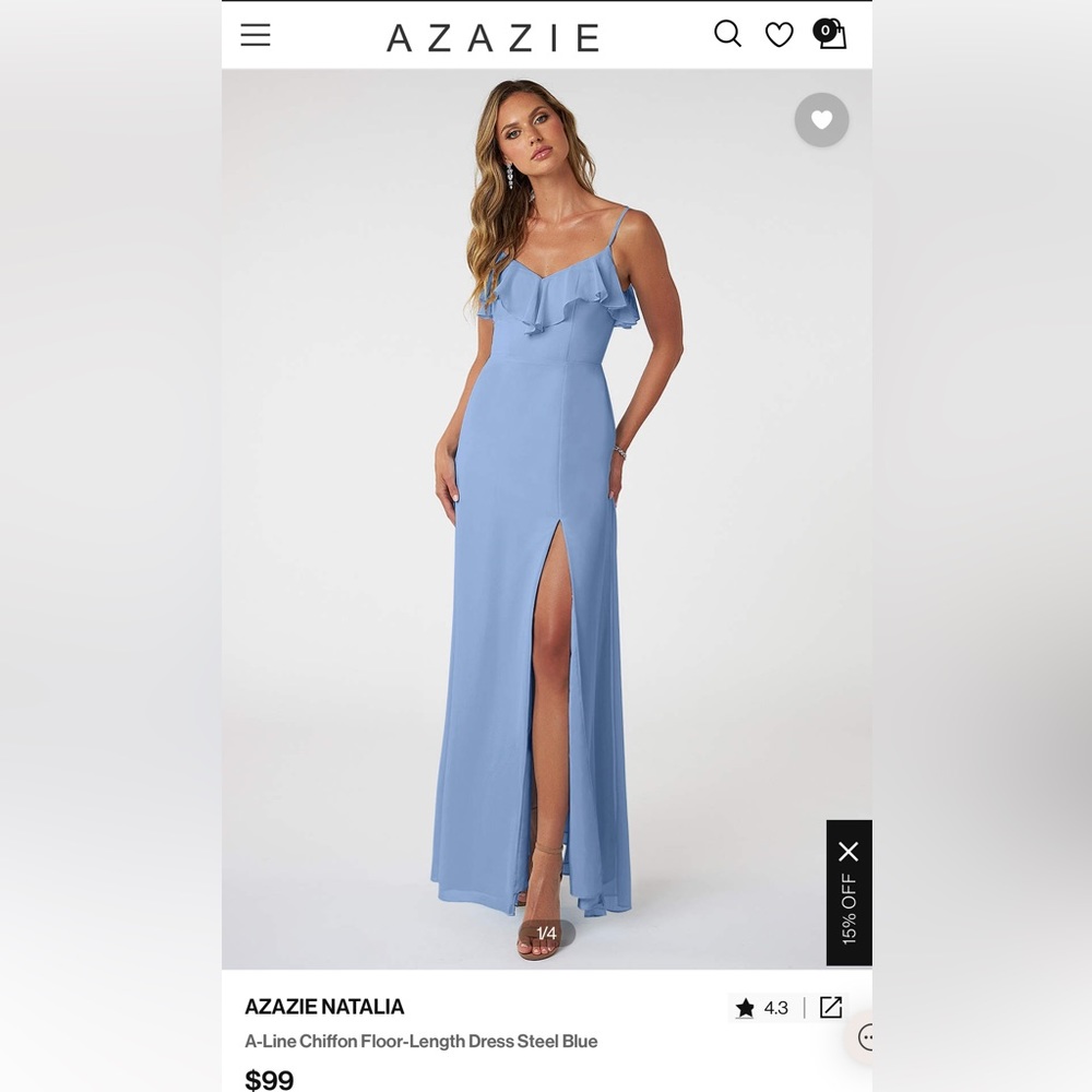 Azazie Natalia Dress in Blue Steel